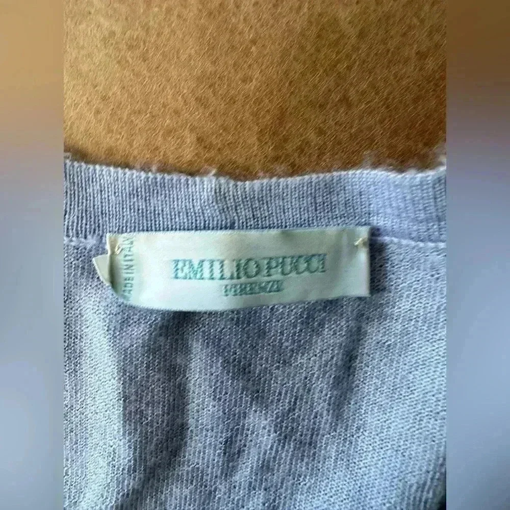 Emilio Pucci Women’s Light Blue Cashmere Cardigan Women’s Size 10 (Flawed)